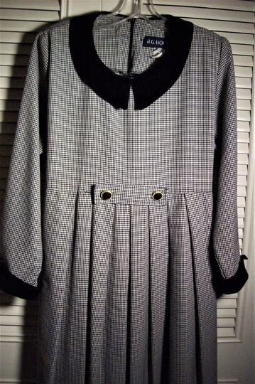 Dress 16, J G Hook Houndstooth Wool Blend Maxi Long Super Smart Go Anywhere Dress, See Back, Perfect - See Details