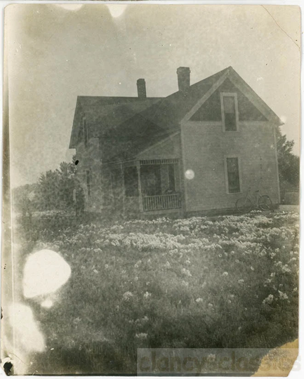 Vintage Photo 1912 Abstract Mystery House in Flower Field 54 G