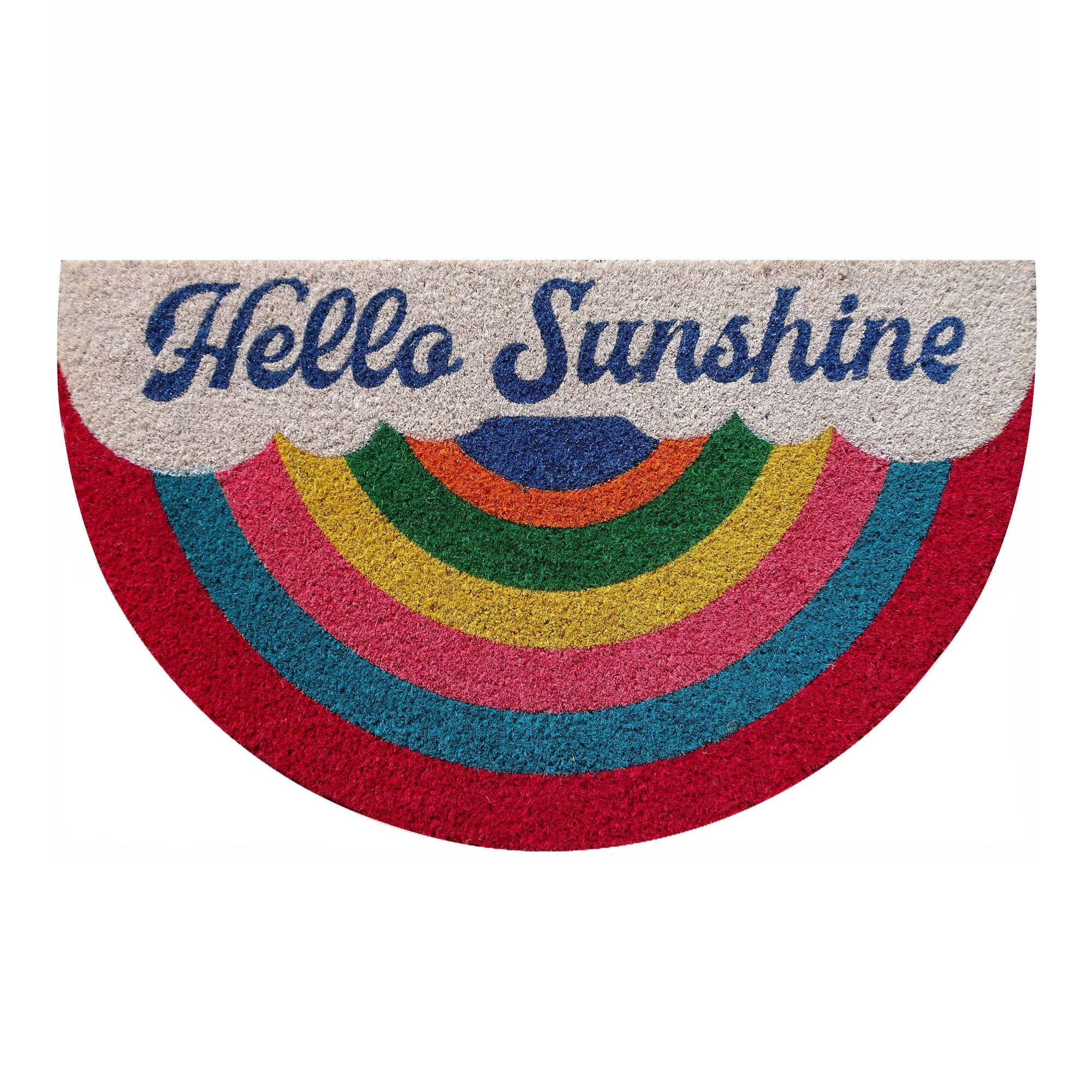 Multicolor Hello Sunshine Rainbow Coir Doormat - Coconut Husk by World Market