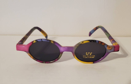 Vintage Kids Sunglasses // Youth Size Floral Fun Funky Retro Shades Round Lens Colorful Fashion Multi Color Party