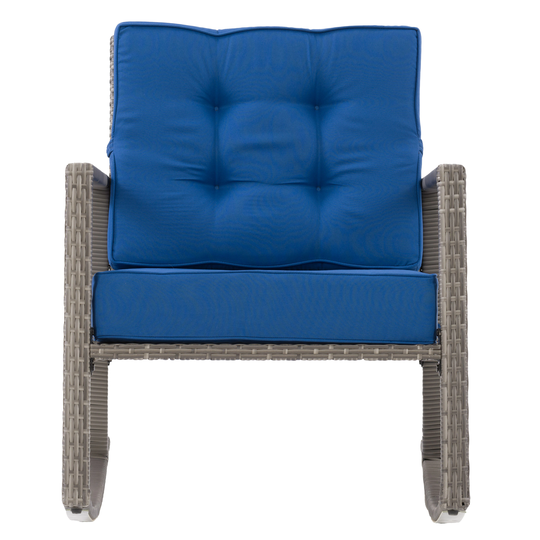 CorLiving Parksville Wicker Blended Grey Metal Frame Rocking Chair(s) with Gray Cushioned Seat | PRK-252-R