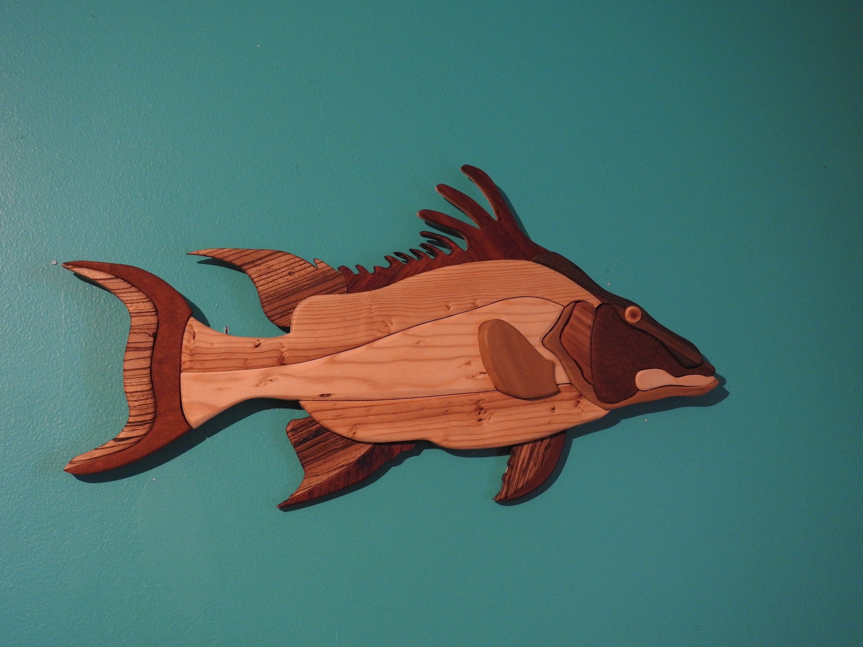Keys Hogfish - Hog Snapper Intarsia Wall Decor Florida Fishing Natural Woods Spearfishing Fish Art One Of A Kind Earth Day