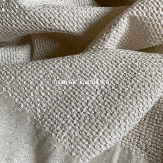 Japanese Cotton Fabric, Embroidery 3D Texture, Natural Color Blend Half Yard By 42" Wide