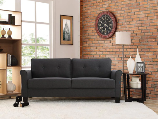 Lifestyle Solutions Casual Polyester/Polyester Blend Dark Grey Living Room Set in Gray | LSHA168GR
