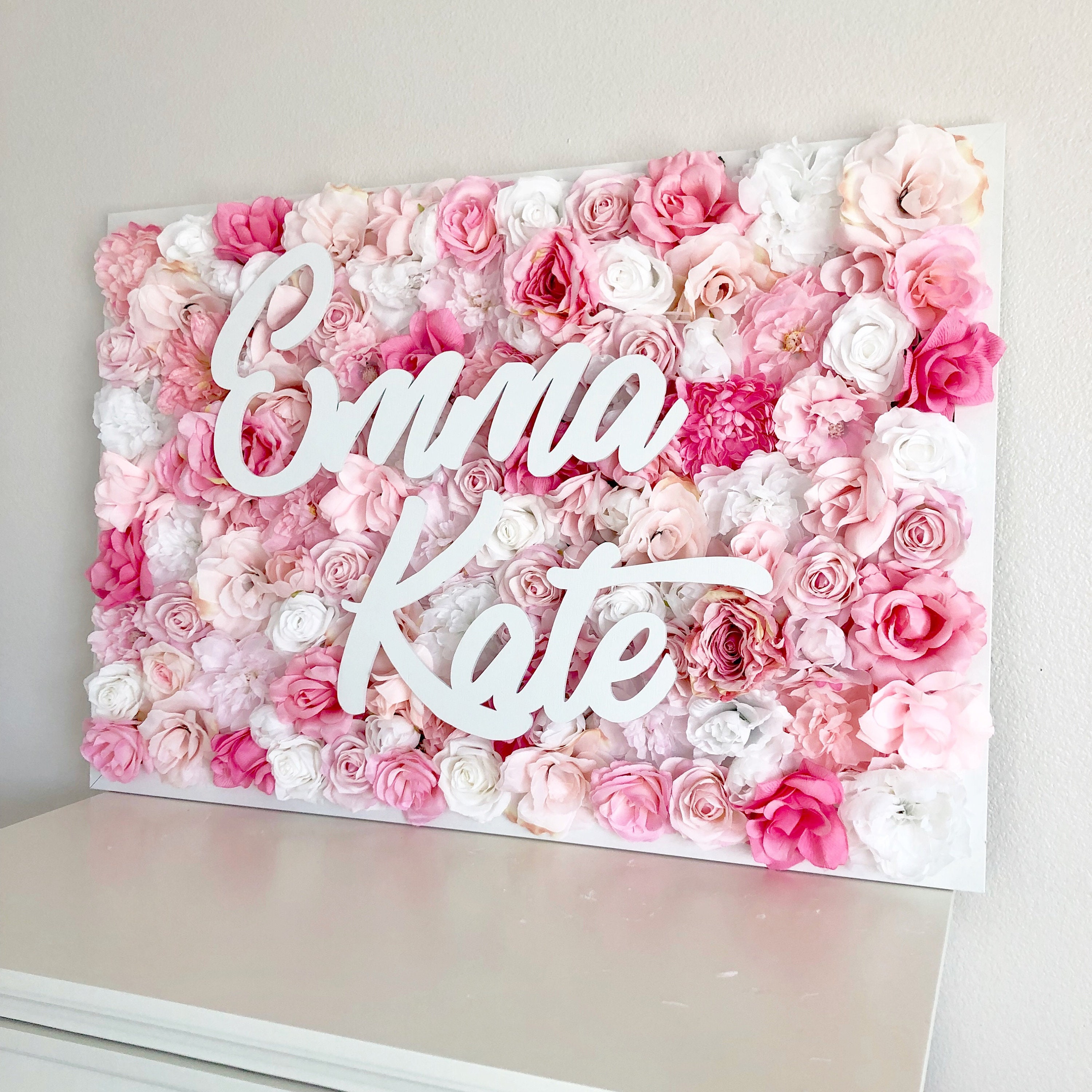 Girl Name Sign, Nursery Decor Girl, Pink Room Decor, Baby Shower Gift, Personalized Flower Wall