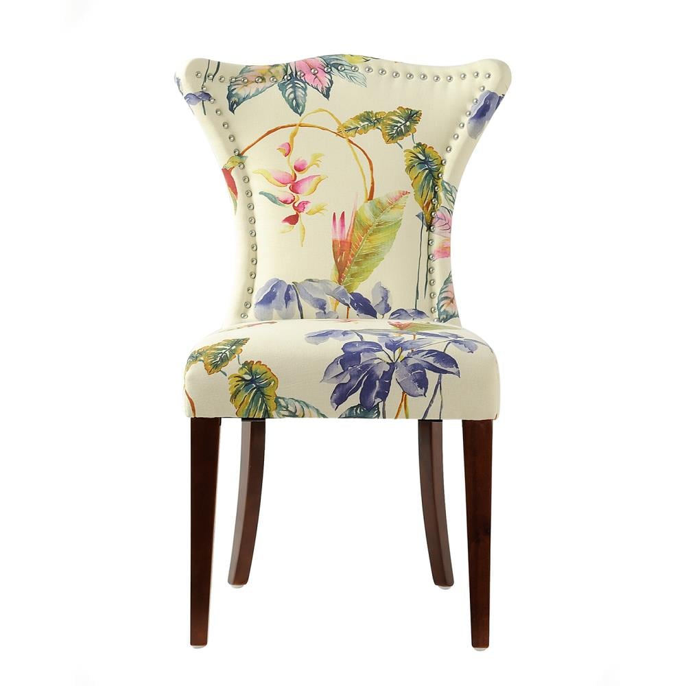 Jennifer Taylor Home Paradise Contemporary/Modern Polyester/Polyester Blend Upholstered Dining Side Chair (Wood Frame) in Brown | 2453-804