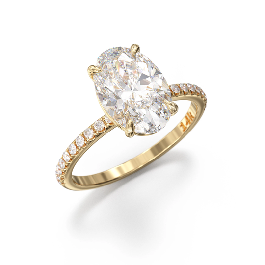 2Ct Moissanite Engagement Ring, Moissanite Oval Ring With 0.18Ct Side Diamonds, 14K/18K Gold Wedding Ring