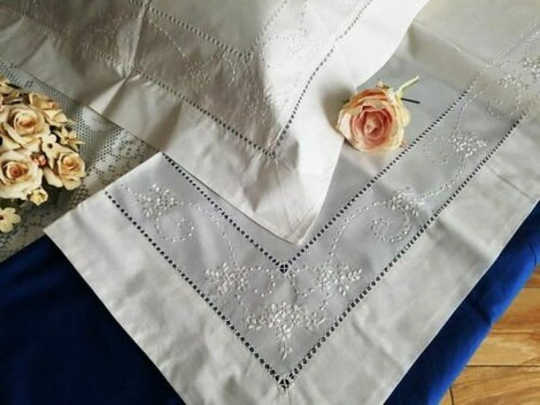 Elegant Pure Percale Cotton Sheets With Hand-Made Punto Pieno Embroidery Sheet