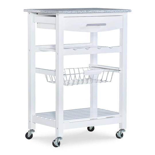 Wood And Granite Newhall Kitchen Cart: Gray - Stone by World Market
