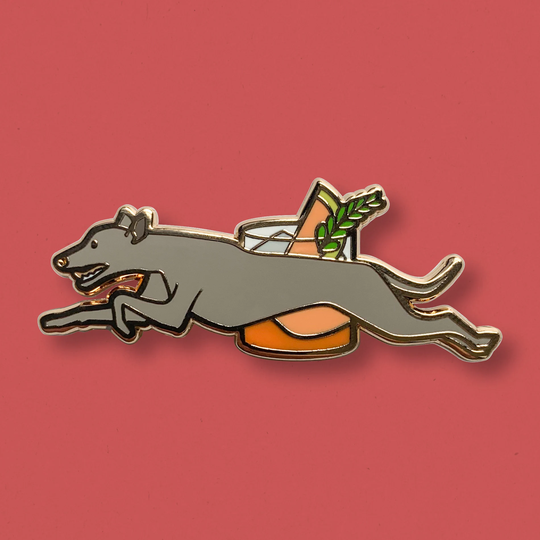 Double Greyhound Pin // Grapefruit Cocktail Enamel Pin, Race Dog, Puppy Hound Charm, Dog Mom Rosemary, Lover, Bandana & Collars