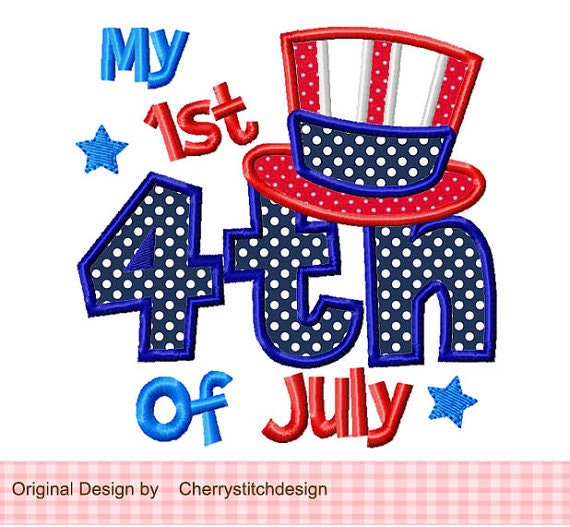 Personalized My First 1st 4Th Of July Patriotic Applique Shirt Or Bodysuit Girl Boy