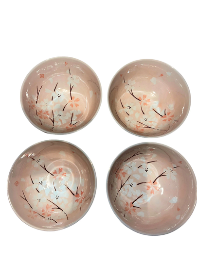 Kafuh Japanese Pink Cherry Blossom Sakura 8 Pc Dish Set Spoons & Bowls