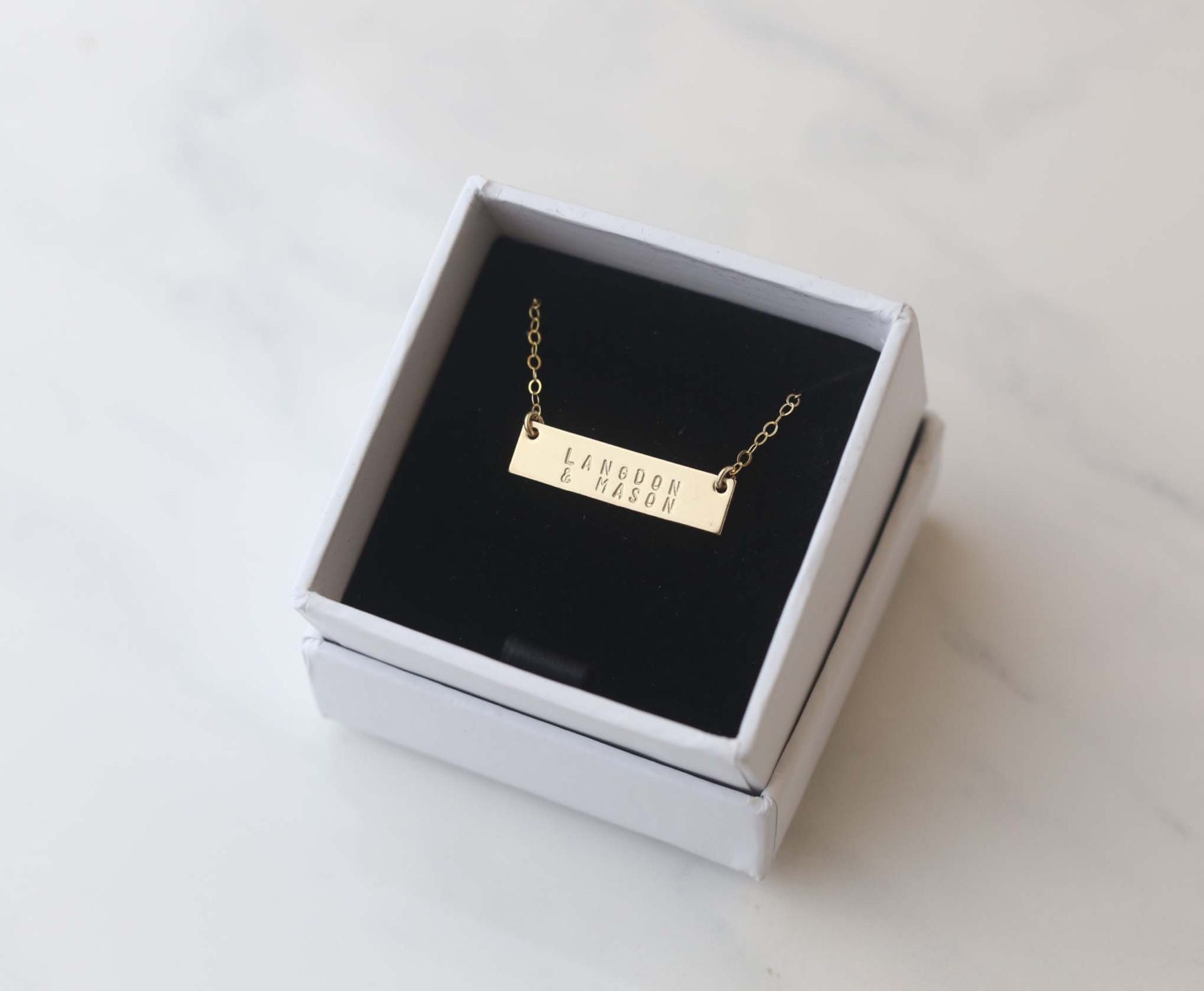 Mothers Necklace//Personalized Gold Bar Necklace //Customized Name , Day Gift