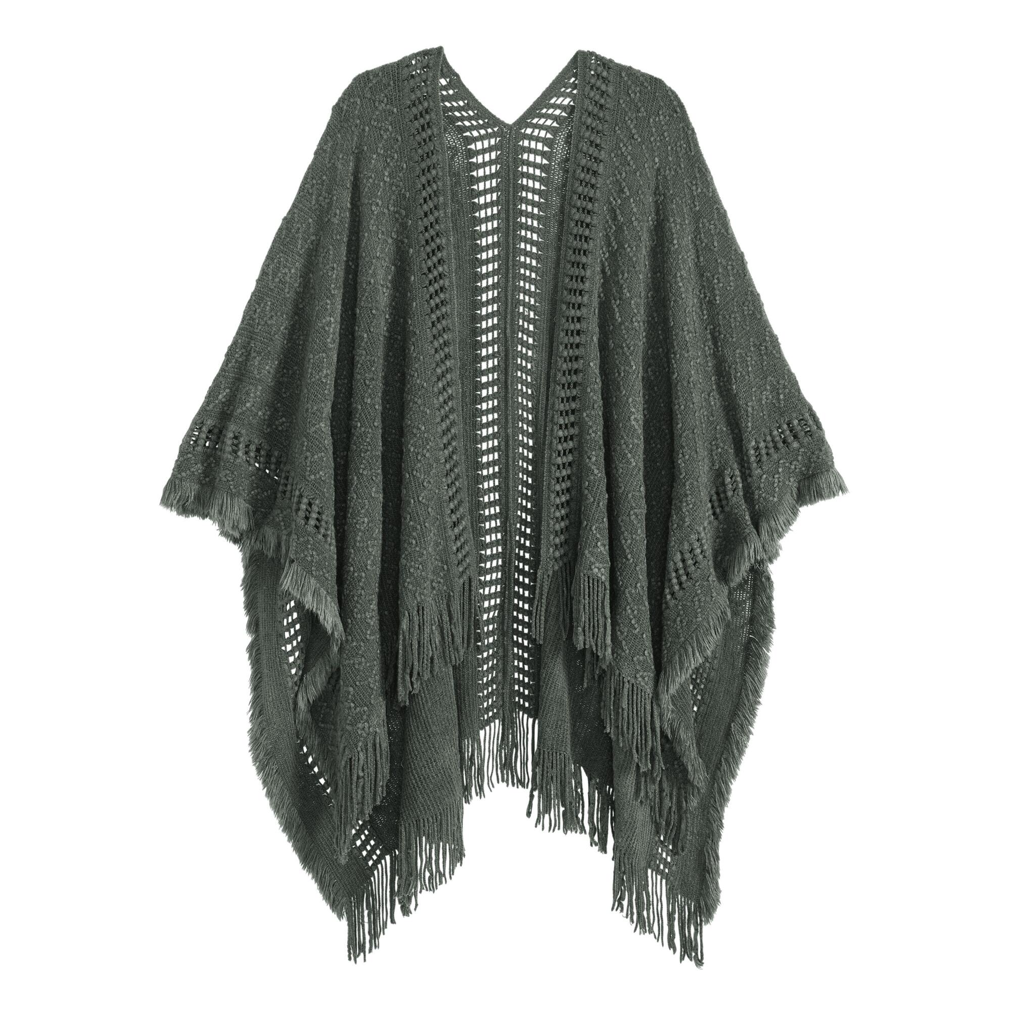 Olive Green Open Knit Wrap - Acrylic by World Market