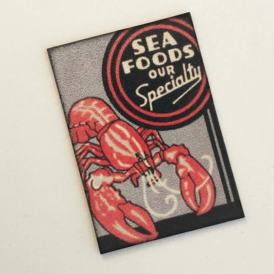 Miniature Sign Sea Foods Our Specialty Rustic Vintage Design For Restaurant Or Coastal Decor in Several Scale Sizes