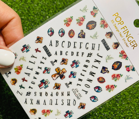 Jesus Christ Nail Stickers For Natural Or Acrylic Press On Nails Cross Designs Easter Fun Christian Art Supplies Letters