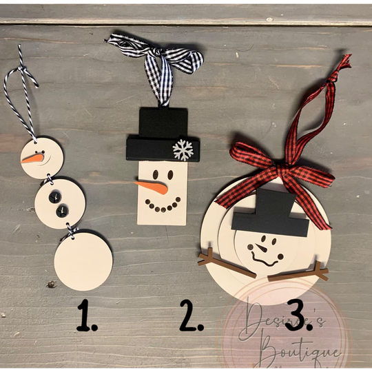 Snowmen Laser Cut Ornaments | Melted Christmas Tree Ornament Plaid
