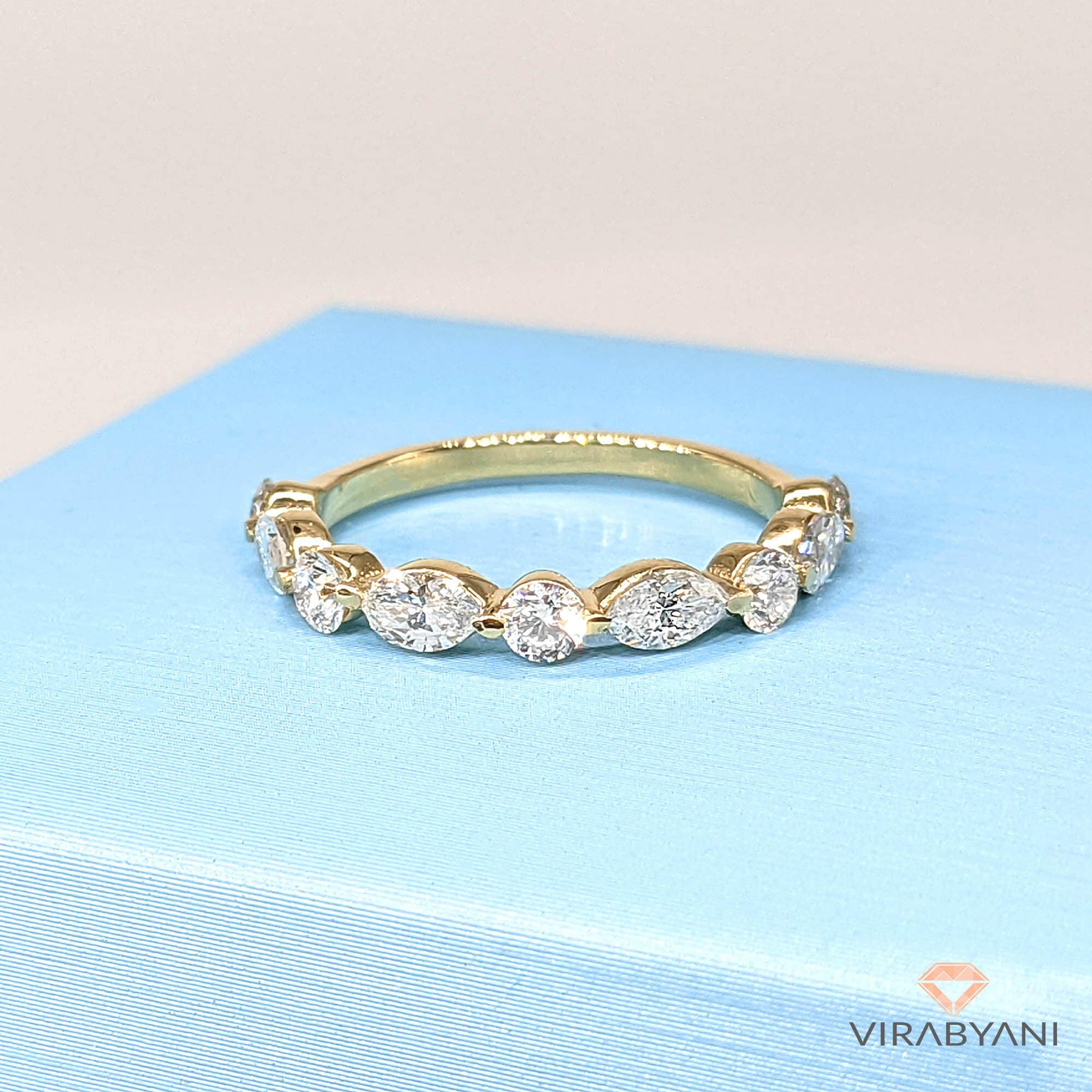 1.00 Ct. Marquise & Round Diamond Wedding Band - 14K/18K White, Yellow, Rose Gold Or Platinum 950 | 1 Carat Anniversary