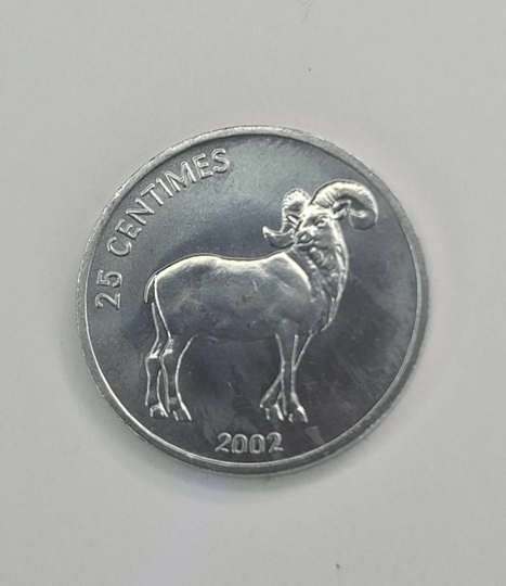2002 Congo 25 Cents Coin With A Ram