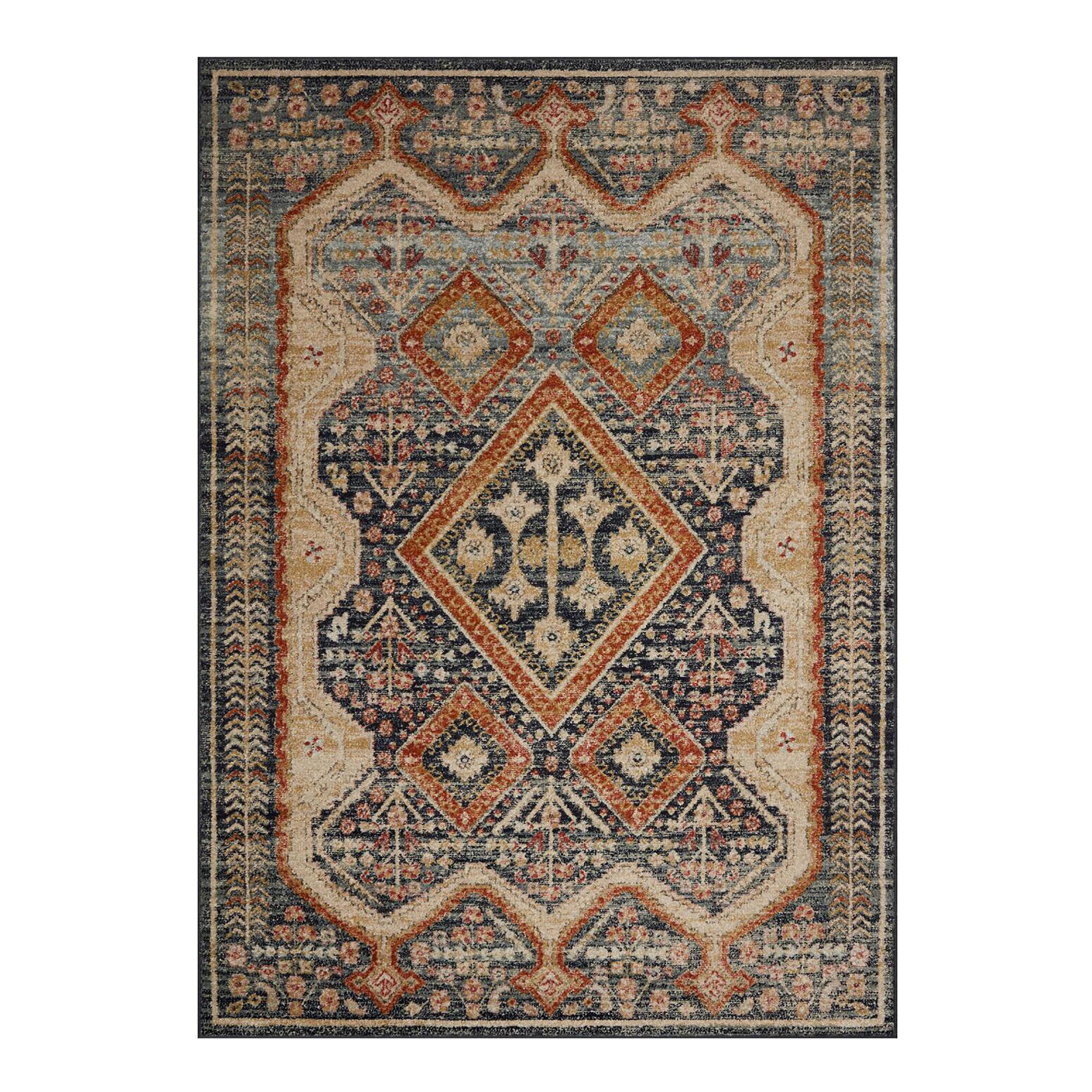 Multicolor Jordana Area Rug: Blue/Orange/Multi - Synthetic Fibers - 5' x 8' by World Market