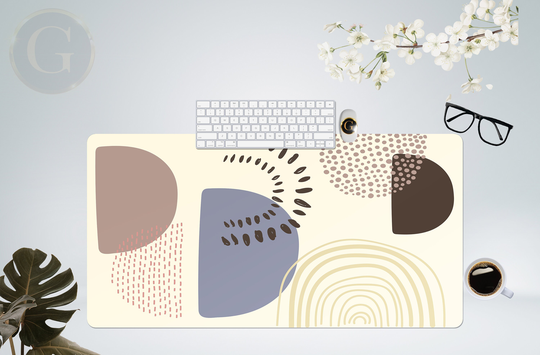 Abstract Shapes Boho Desk Mat, Extra Large Mat With Multiple Size Options, Home Office Decor, Gift For Coworker, Extended Mousepad
