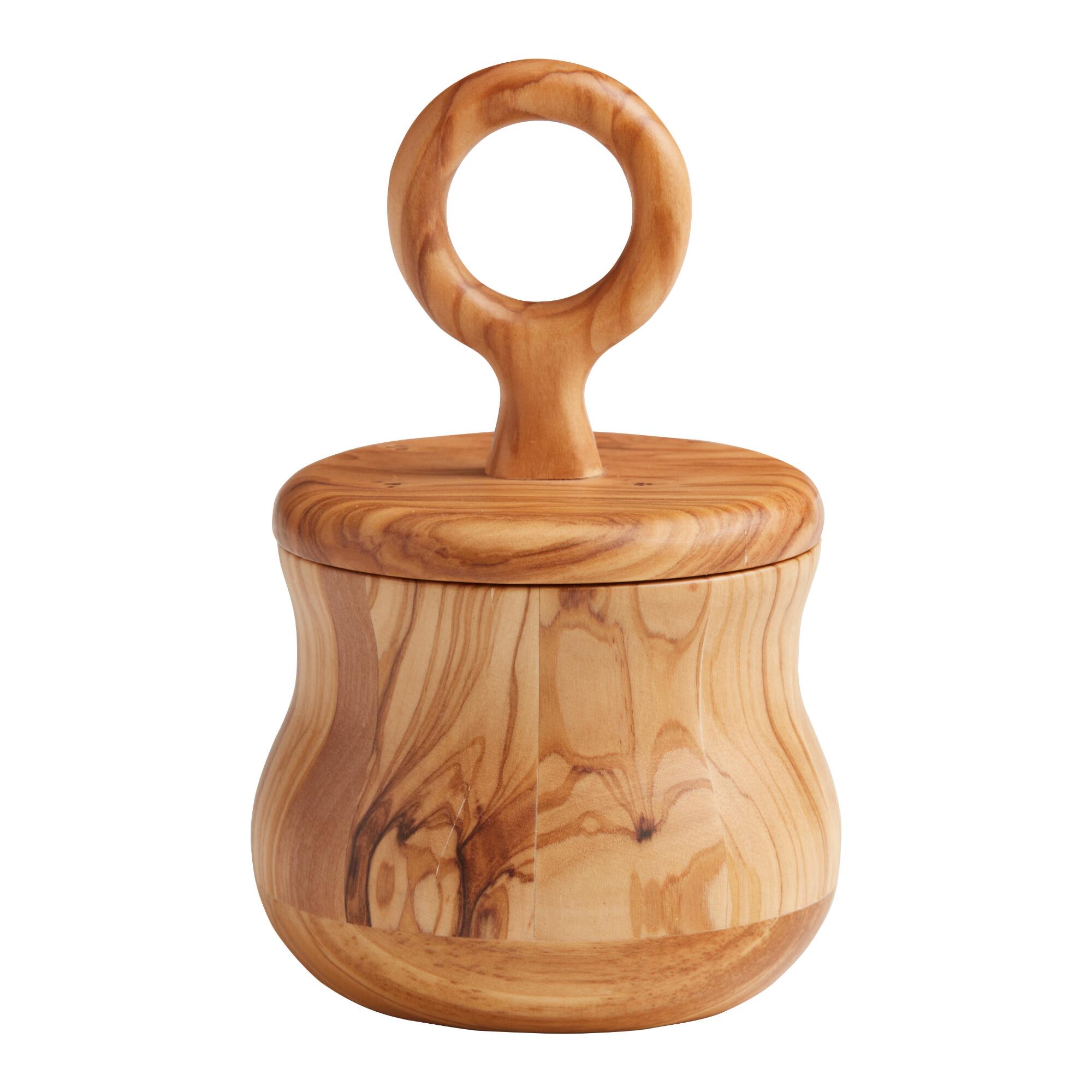 Olive Wood Loop Salt Cellar: Brown by World Market