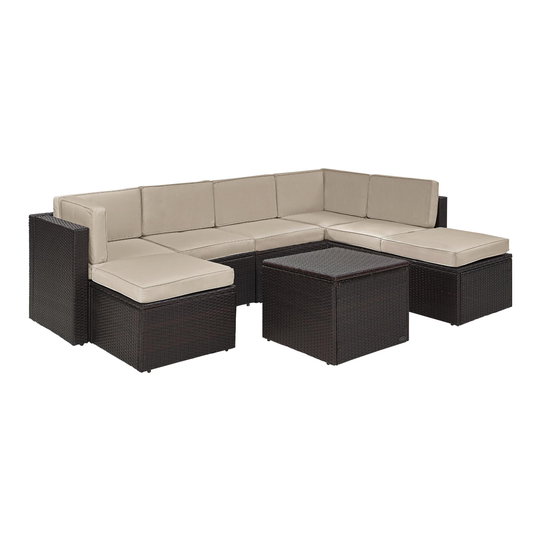Espresso and Sand All Weather Pinamar 8 Pc Outdoor Patio Sectional - Resin by World Market