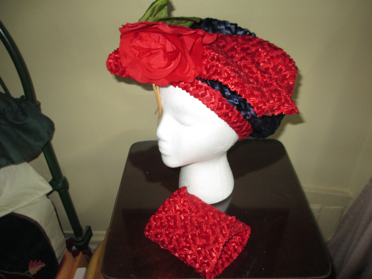 Original Mid Century Modern Fasinator Hat ~Hunger Game Look Black & Red