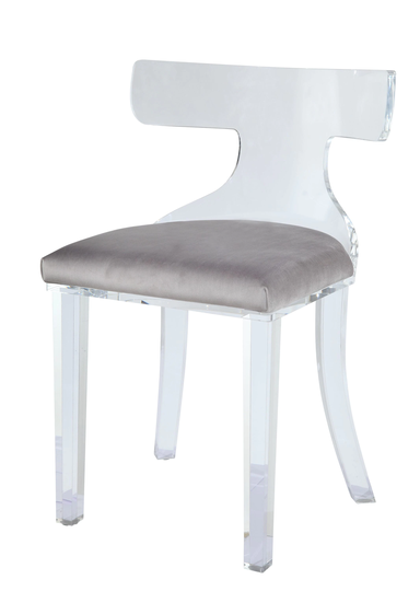HomeRoots Amelia Modern Gray Velvet Blend Contemporary Accent Chair in Clear | 318880