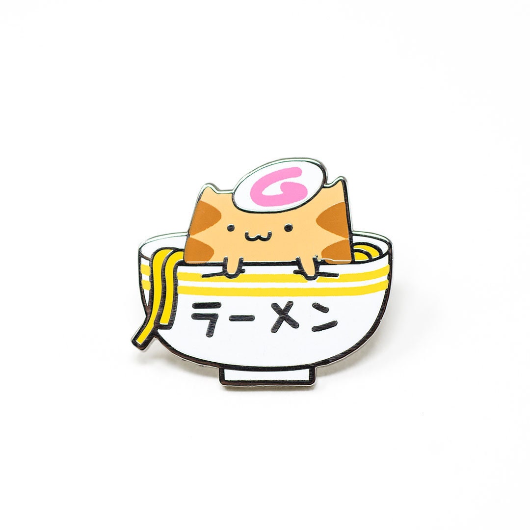 Ramen Cat Enamel Pin, Lovers, Fashion Accessory, Pin Flair, Cute Kawaii
