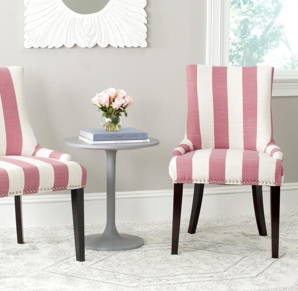 Safavieh Lester Contemporary/Modern Polyester/Polyester Blend Upholstered Side Chair (Wood Frame) in Pink | MCR4709AQ-SET2