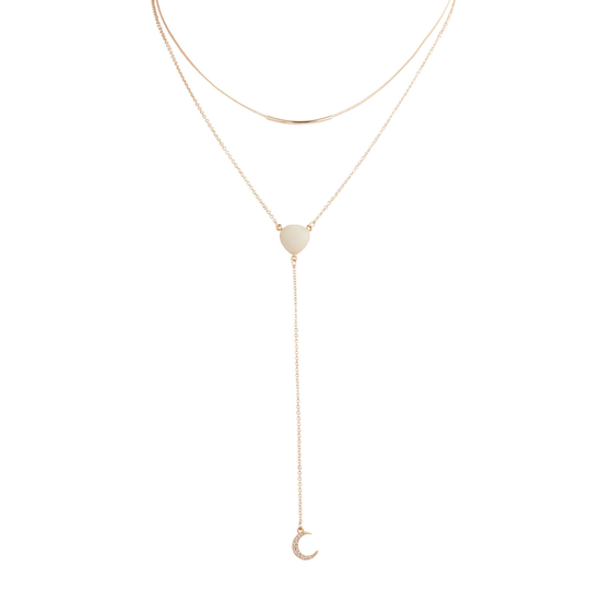 Gold And Gray Agate Moon Lariat Necklaces Set Of 2 by World Market