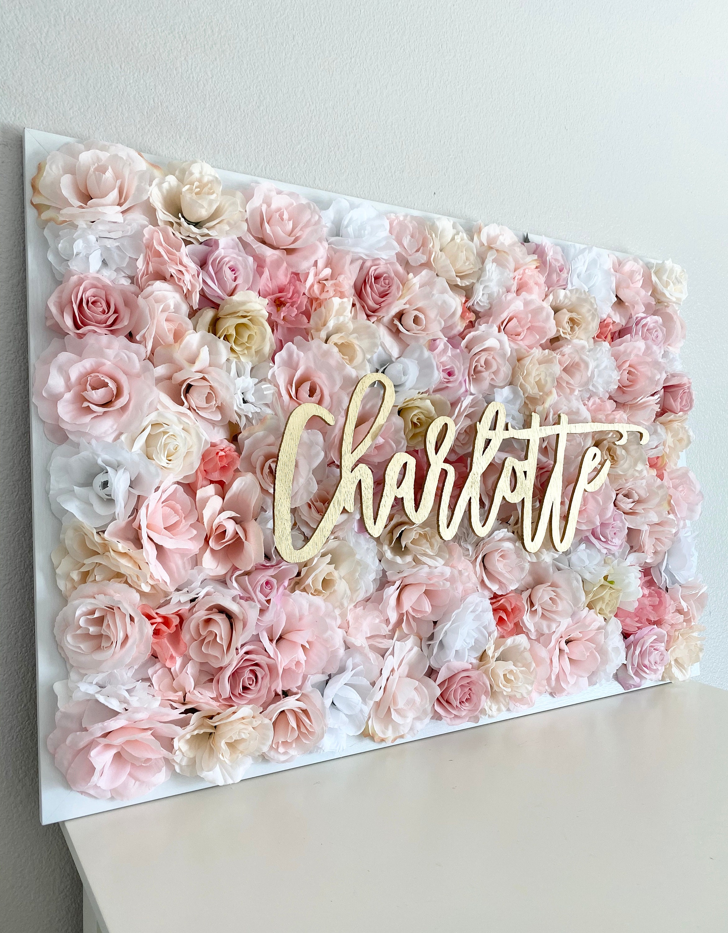 Girl Nursery Flower Wall Decor Baby Name Sign Art Shower Banner