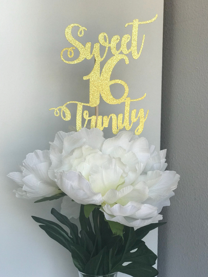 Sweet 16 Personalized Centerpiece. Floral Pick. Party Decorations