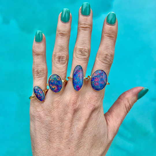 14K Opal Doublet Rings