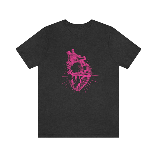 Anatomical Heart, Hot Pink Medical Valentine, Funny Valentine Tee, Unisex Jersey Short Sleeve Tee