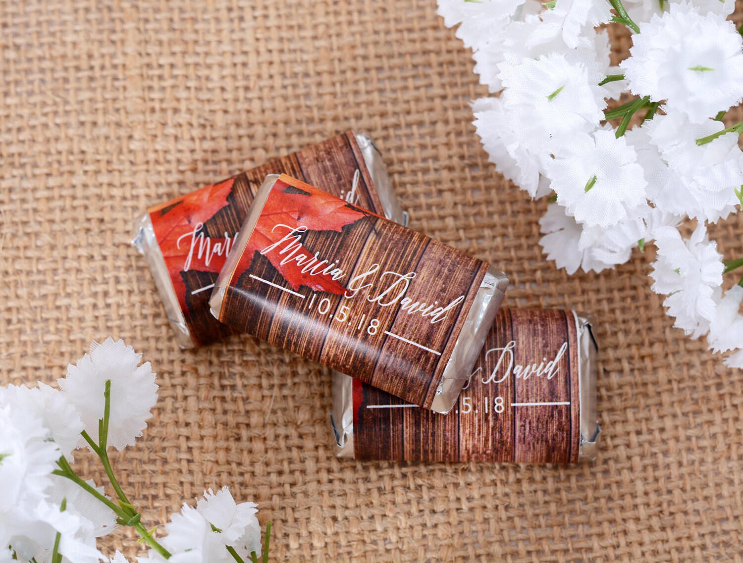 Autumn Wedding Candy Labels - Mini Wraps Chocolate Bar Wrappers Sticker Wdihm-234