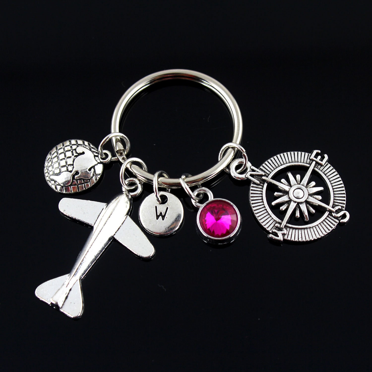 Map Of The World Keychain, Compass Plane Keychain Friend Keychain, Mother & Daughter Keychain, Pinky Promise Keychain, Letter
