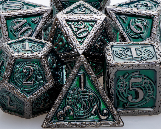 Green Dice | D & D&d Meta Set Dungeon Dragons Role Playing Game 7 Pice Rpg D20 D12 D10 D8 D6 D4