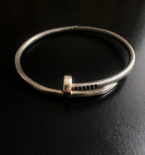 Oxidized Wedge Model Silver Men's Bracelet