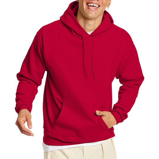 Hanes Men's Sweatshirt, EcoSmart Fleece Hoodie, Cotton-Blend Fleece Hooded Sweatshirt, Plush Fleece Pullover Hoodie - deep red, medium