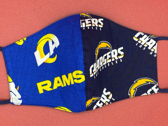 Chargers & Rams Face Mask, La Los Angeles Two in One, Nfl Chargers, Child, Xxl, Women