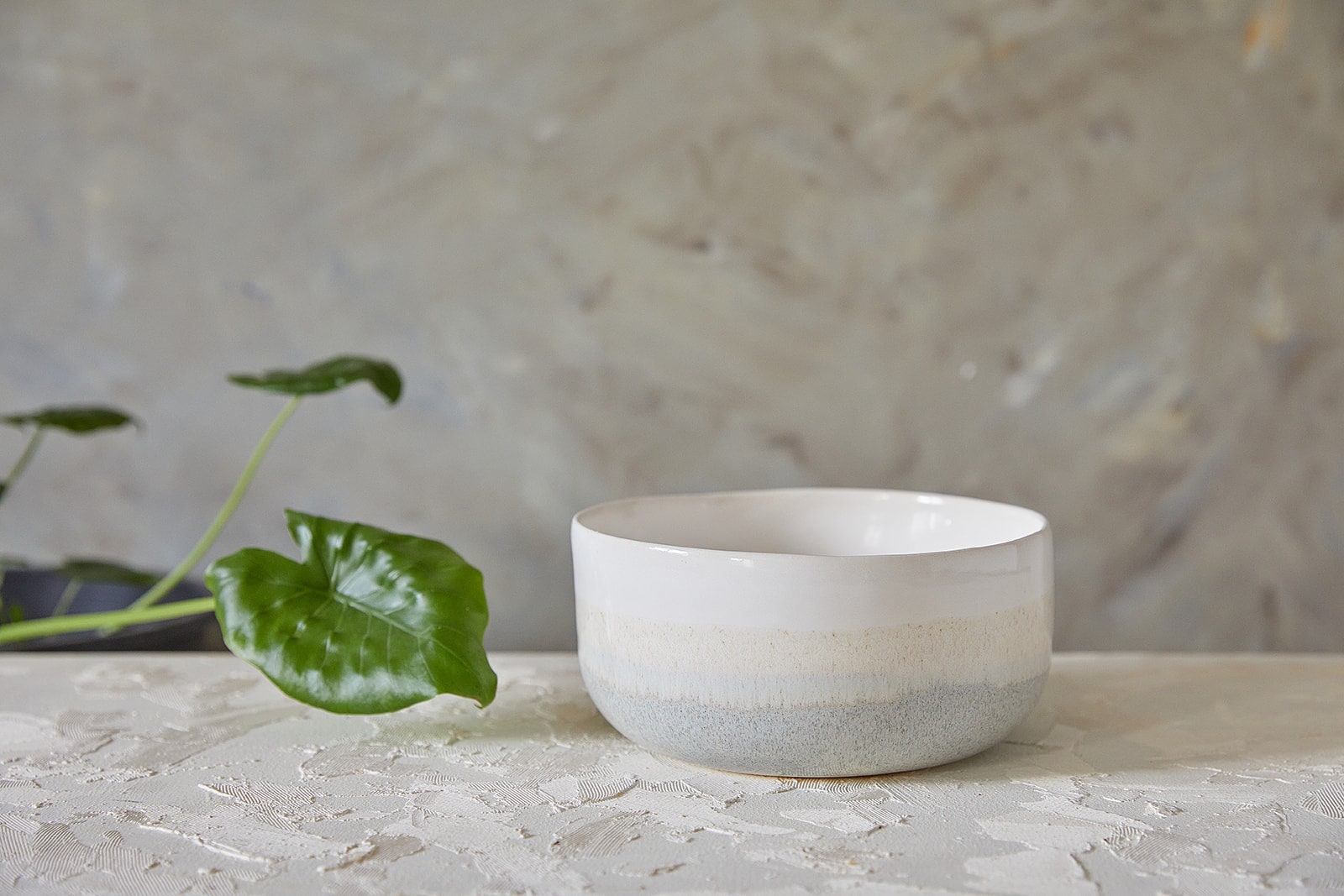 Modern Japanese Noodles Bowl, Ceramic Ramen Pottery Serving Salad Nesting White & Stoney Dinnerware Bowl