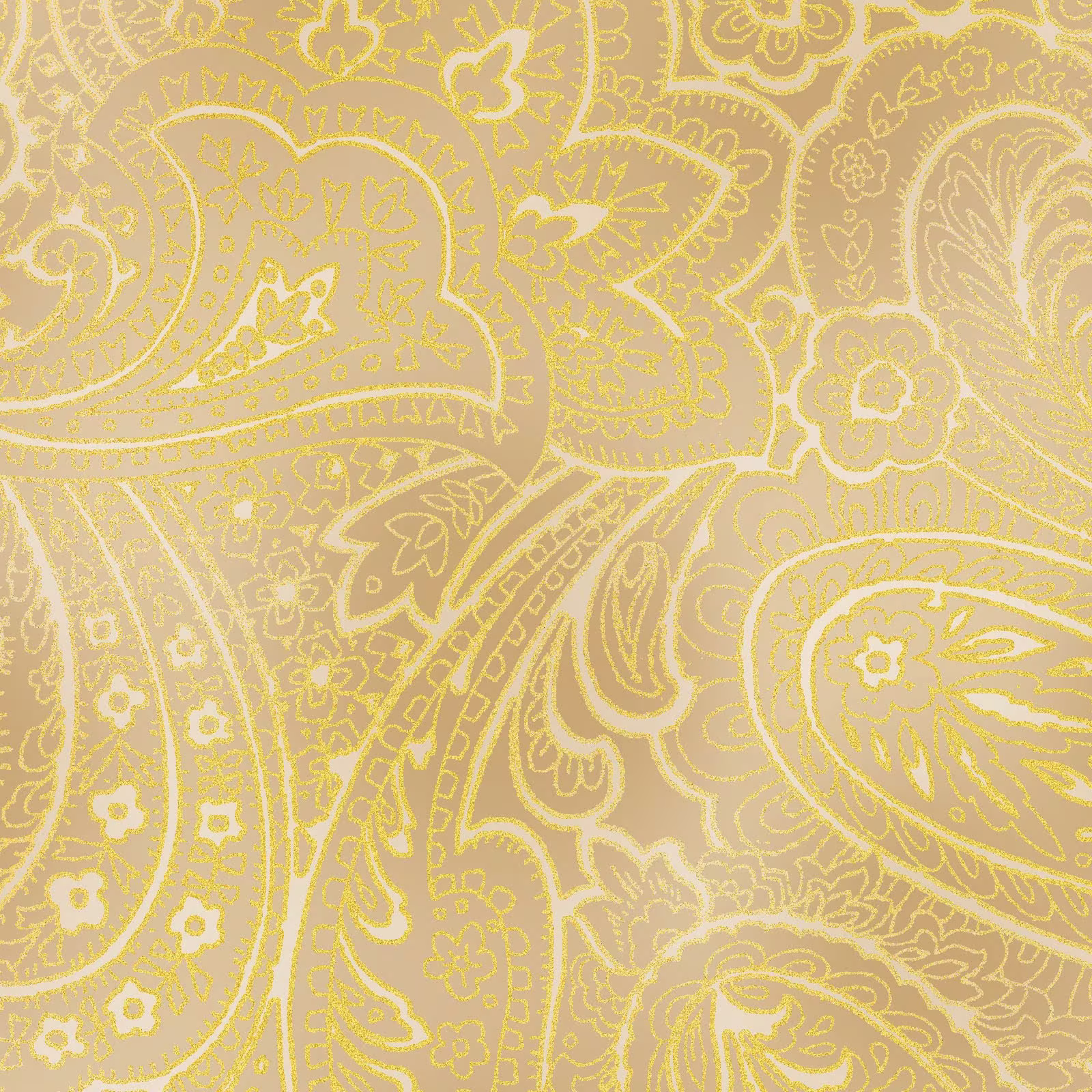 Paisley Fabric, Blender Kanvas Studio, Radiant Paisley, Wheat Gold Metallic, 9747M-07, Quilting Cotton, Fabric By The Yard
