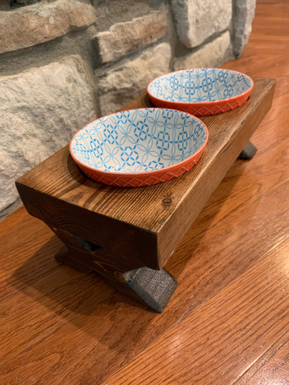 Dog Bowl, Extra Small Bowl Stand, Raised Dish, Farm Table, Elevated 12x6x4