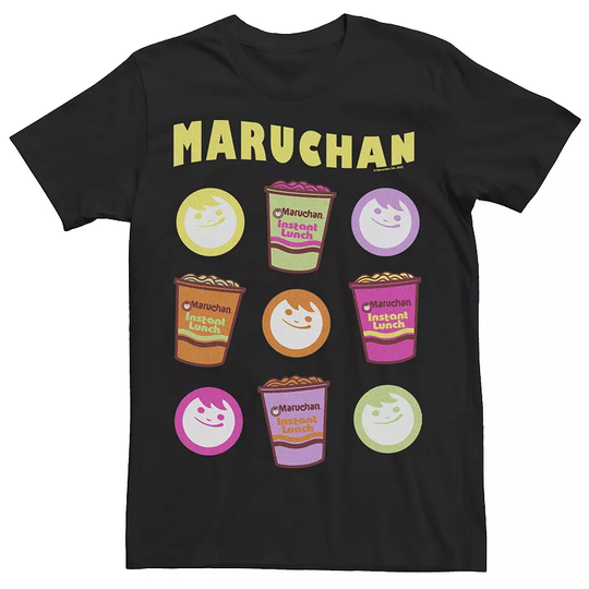 Men's Maruchan Neon Logo And Cup Icon Tee, Size: XS, Black