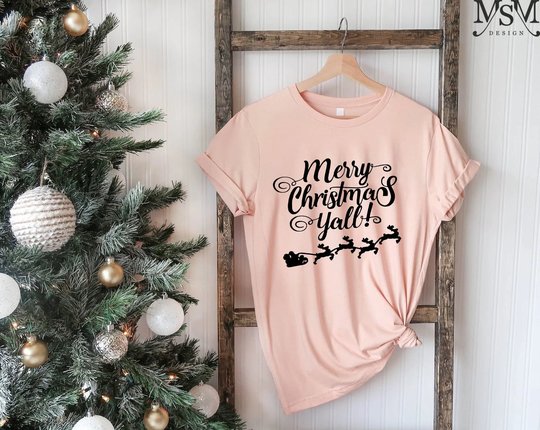 Merry Christmas Yall Shirt, Family Matching Holiday Gift Shirt