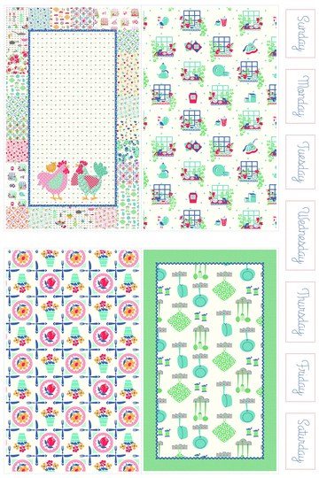 Cook Book Kitchen Towel Panels By Lori Holt Of Bee in My Bonnet For Riley Blake Designs
