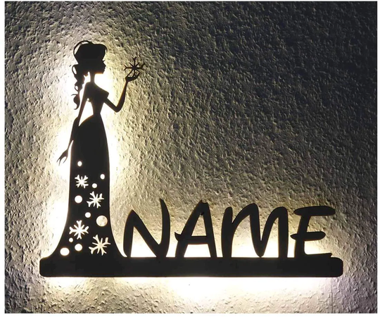 Queen Princess Gifts, Gift For Girls, Personalized Night Light With Name, Ice Princess, Fot