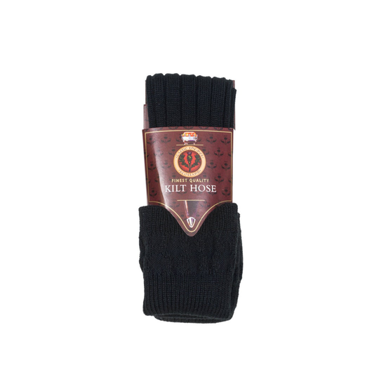 Wool Black Kilt Hose - Blend Made in Scotland The Celtic Croft Socks